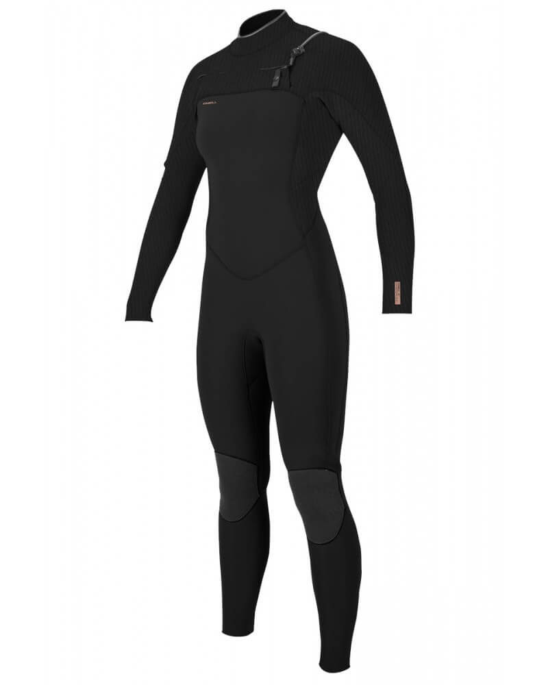 ONeill 2023 Wms Hyperfreak 5/4+ Chest Zip Full Black Wetsuit